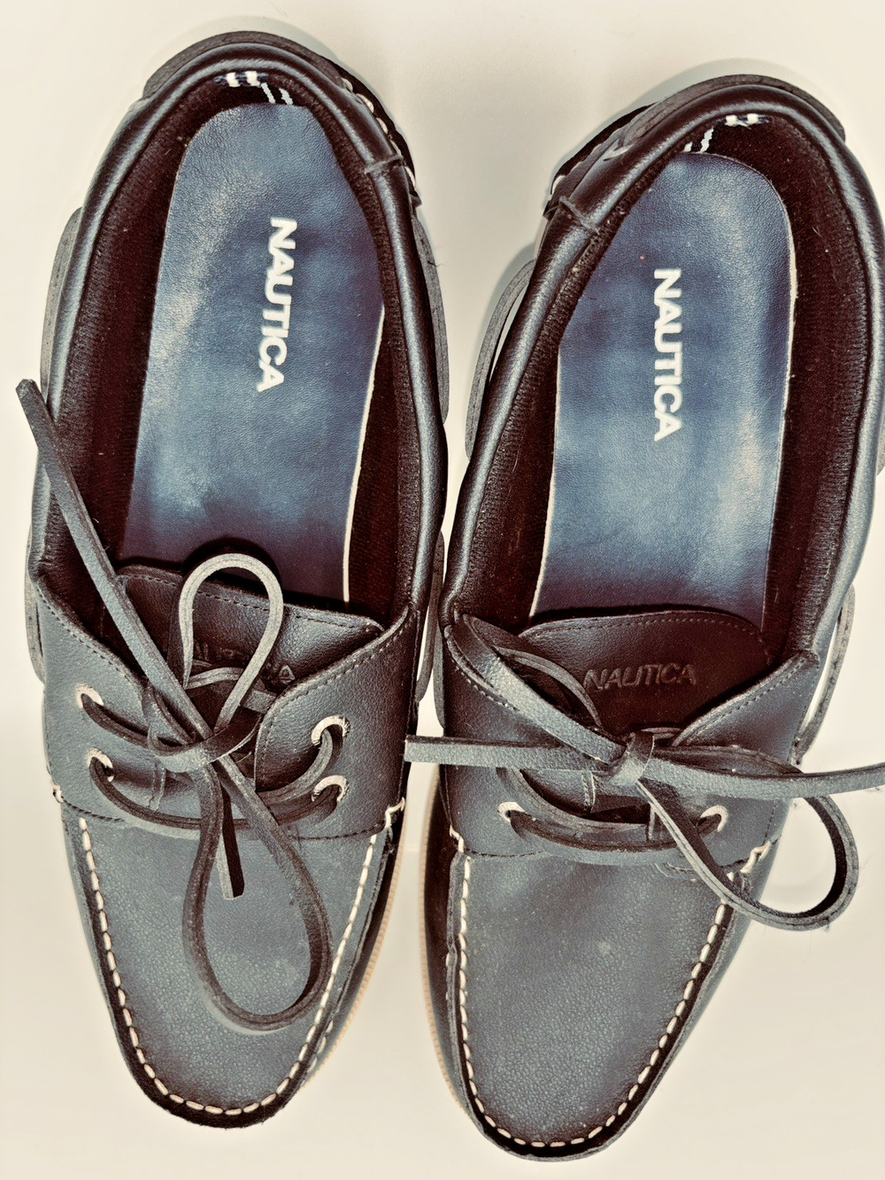 Nautica Boat Shoe Mens 12 Nueltin Loafer Lace Casual Vegan Leather Moccasins EUC